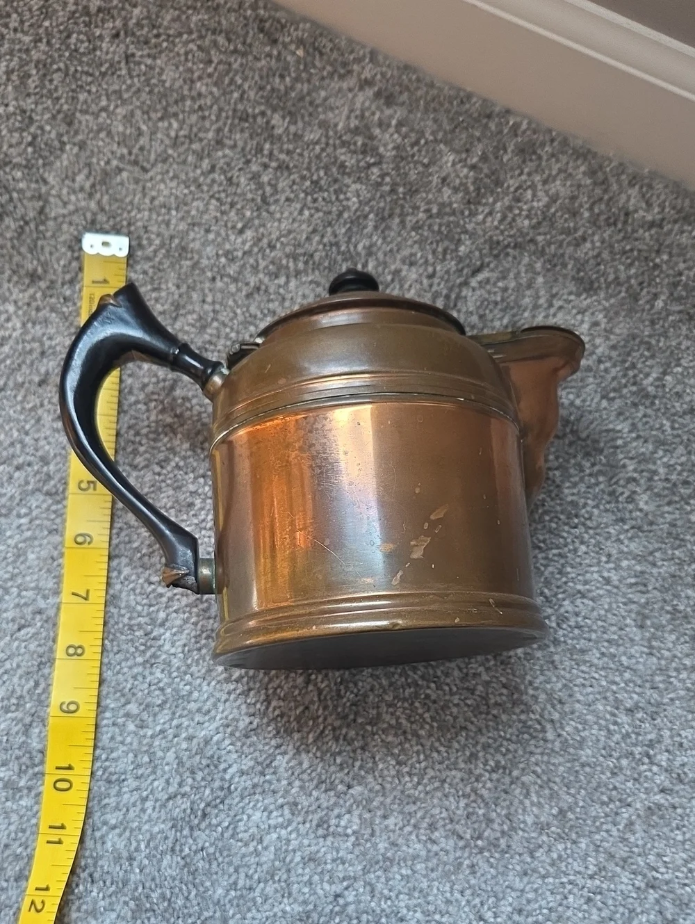 Antique-Style Copper Teapot with Black Handle